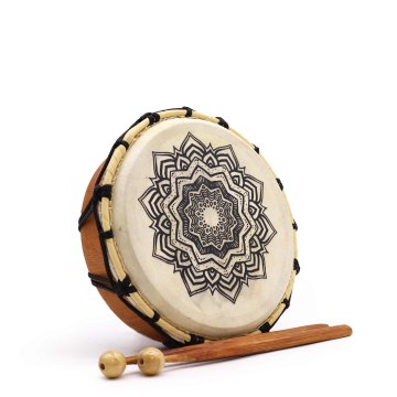Mandala šamanský buben s tyčinkami - 20 cm
